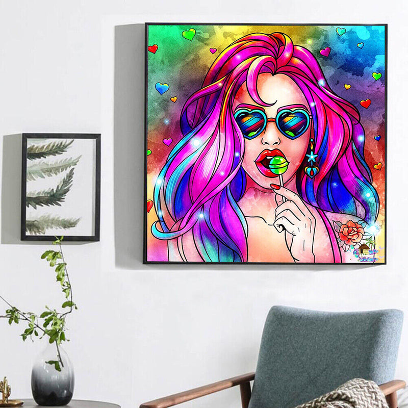 Drill Painting DIY Round 5D Diamond Mosaic Kit Heart Fashion Woman Full Picture