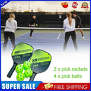 2pcs Pickle Paddles Rackets + 4 Balls Kits Portable Lightweight Sports Racquet