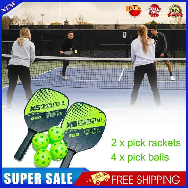 2pcs Pickle Paddles Rackets + 4 Balls Kits Portable Lightweight Sports Racquet