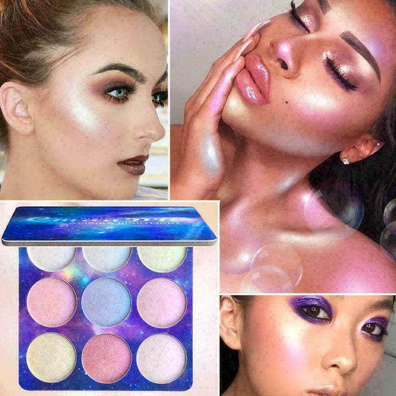 9Color Contour Face Glow Concealer Highlight Giltter E7N8 Makeup Eyeshadow G7H5