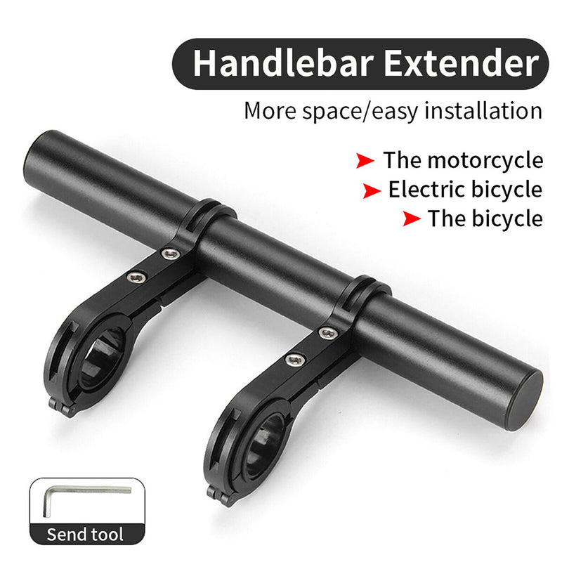 Bike Handlebar Extender Lightweight Durable Alloy Bracket Holder (Black)