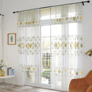 Sheer Leaf Printing Perforated Tulle Curtain Balcony Room Sliding Window Scre