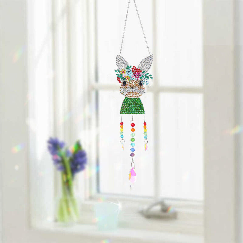 DIY Diamond Painting Light Catcher Hanging Crystal Wind Chime (Rabbit) Newly
