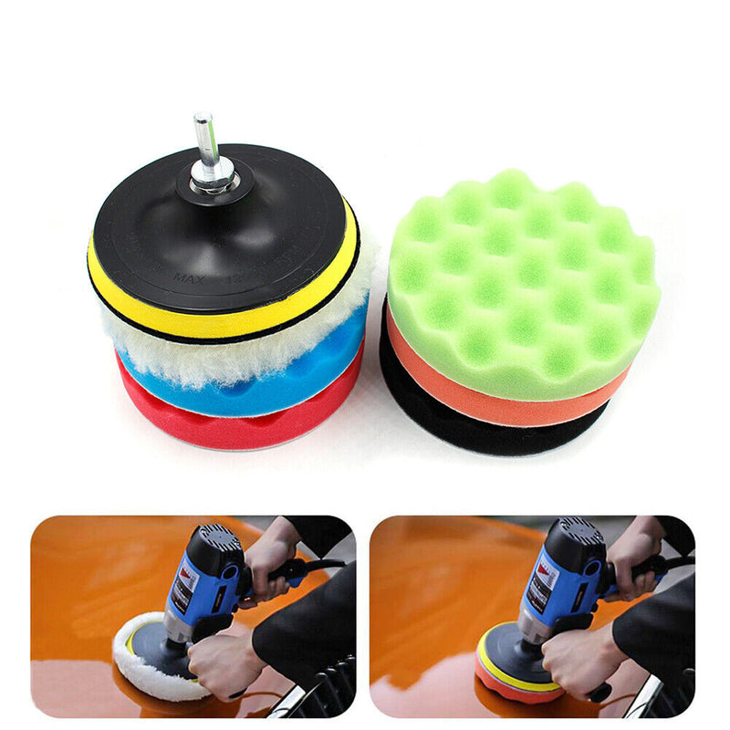 8pcs Car Polishing Disc Waxing Sponge Car Polisher Drill Adapter (5 inch)