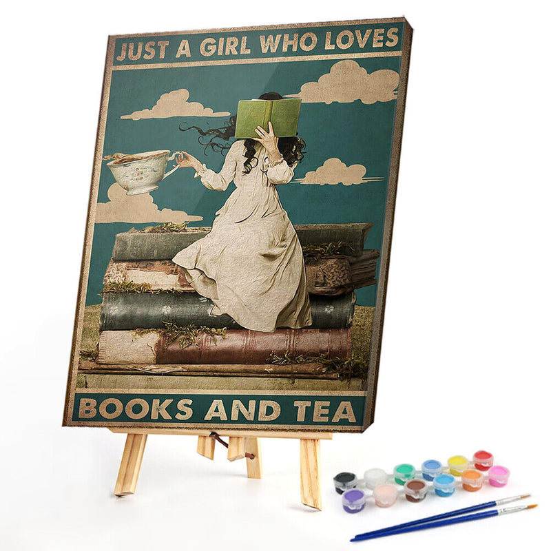 #A Retro Girl Poster Oil Paint By Numbers Kit DIY Frameless Drawing Picture fo
