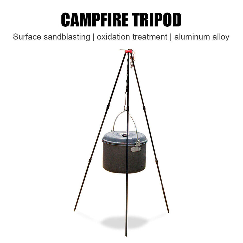 SUNDICK Aluminum Alloy Cooking Pot Hook Holder Outdoor Campfire Camping Tripod