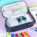 Large Capacity Pen Case Spacious Canvas Stationery Storage Bag (Dark Blue) Newly