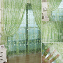 Floral Printed Tulle Voile Window Curtain Sheer Drape Panel 200x100CM Green