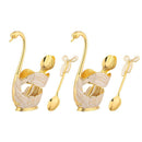 and Cute High-end Metal Swan Base Holder Metal Coffee Spoon Set Fruit Spoon