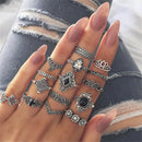 Fashion Women Boho Star Hand Accessories Rings Set Midi Finger Jewelry Moon
