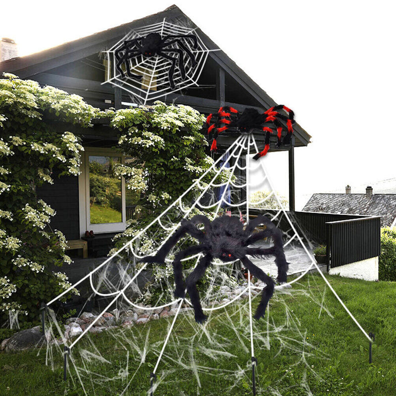 #A 7m Halloween Spider Web Scene Layout Props Simulated Spider for Haunted Hou