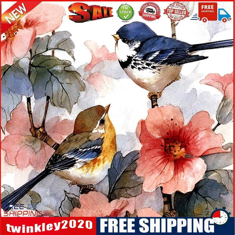 Flowers Birds DIY Full Drill Round Diamond Painting Mosaic Kit Home Decor