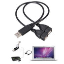Connector Professional USB 2.0 Hub Y Splitter Cable Adapter Male To Dual Female