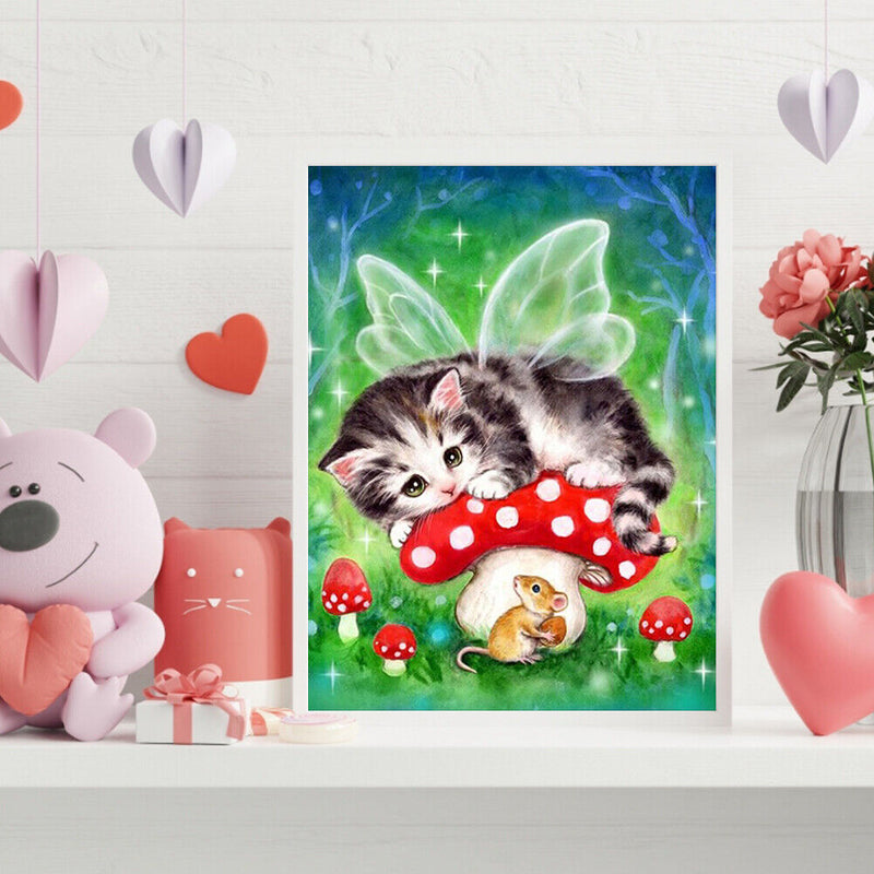 Cat Mouse Colouring Oil Canvas Pictures DIY Hand Painted Paint By Numbers Kit
