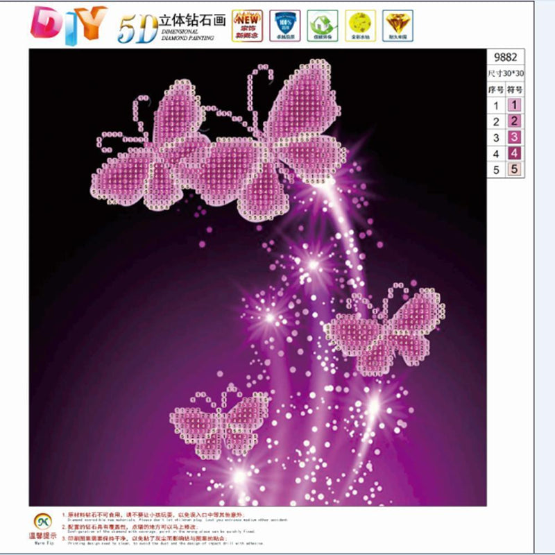 DIY-5D Diamond Embroidery Purple Butterfly Painting Cross Stitch Home Decor