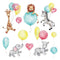 Cute Flying Animals Wall Decals Zebra Lion Elephant Decals Wall Room For M8T9