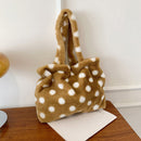 Women Polka Dot Shoulder Bags Female Tote Shopping Bag Fashion Plush Handbags
