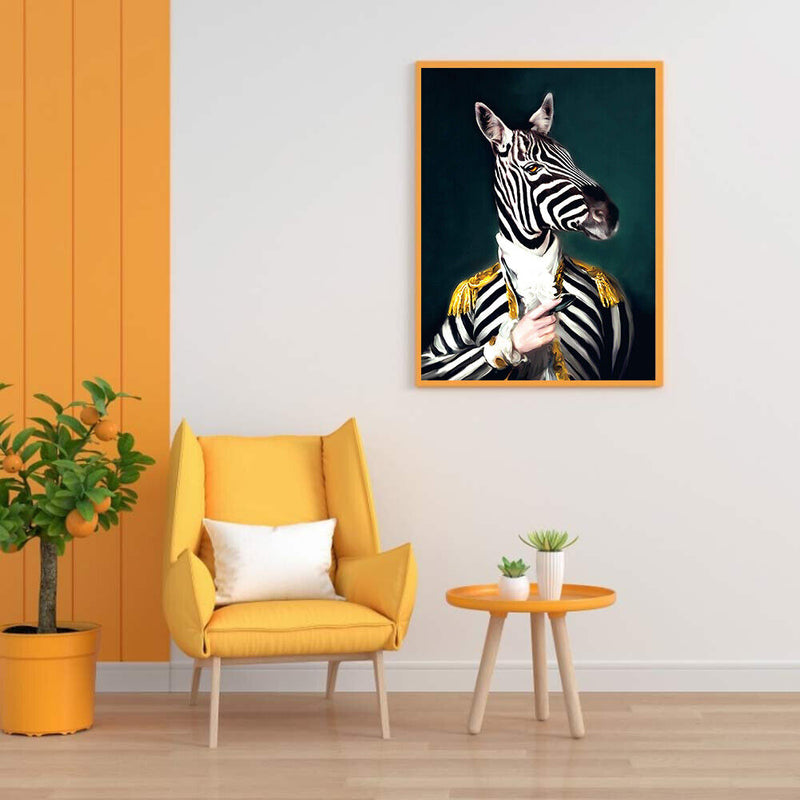 Zebra Gentleman Oil Paint By Numbers Kit DIY Acrylic Painting on Canvas