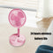 Folding Telescopic Floor Fan Summer Mute Student Desktop Table Fan (Pink)