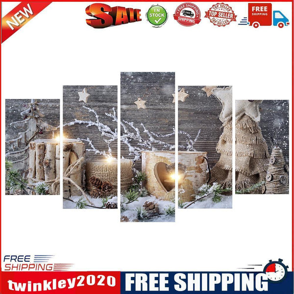 11CT Full Cross Stitch Christmas Stamped DIY 5 Panels Embroidery Kits Decor
