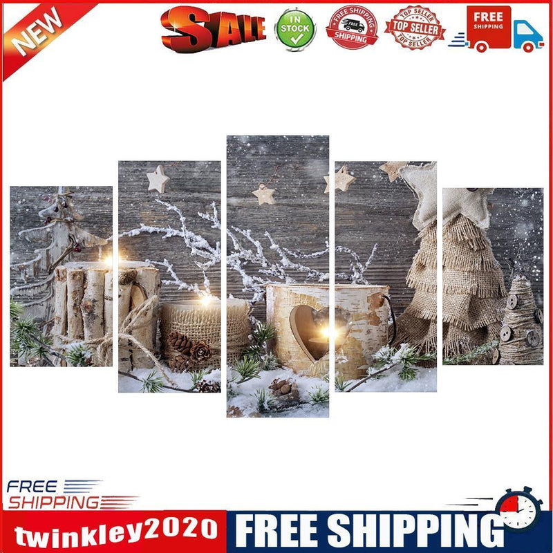 11CT Full Cross Stitch Christmas Stamped DIY 5 Panels Embroidery Kits Decor