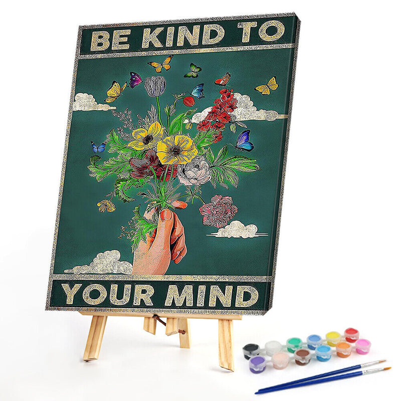 Oil Paint By Numbers Butterfly Flower Frameless Picture Craft Kit for Bedroom