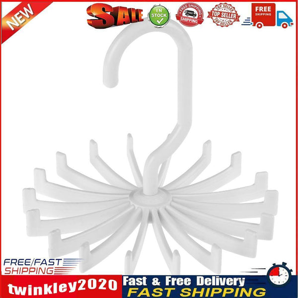 18 Hooks Necktie Scarf Belt Hanger Organizer Clothing Holder Rack(White) Newly