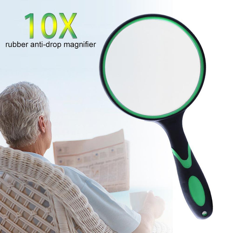 10X Magnifying Glass Handheld Magnifier Thickened Glass Lens Portable Eye L