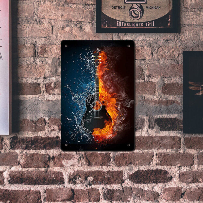 Metal Signs Guitar Iron Painting Home Metal Wall Art Plaque Poster 20x30cm