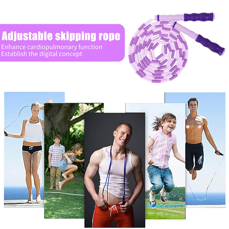 Skipping Rope Professional Rope Skipping Soft Beads Unknotted (Purple) Newly