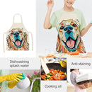 Kitchen Linen Apron Dog Head Color Painted Dinner Party Cleaning Pinafore