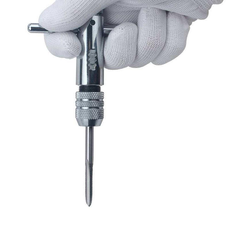 5pcs T-handle Screw Tap Ratchet Taps with Spanner Wrench Drift Holder Set Newly