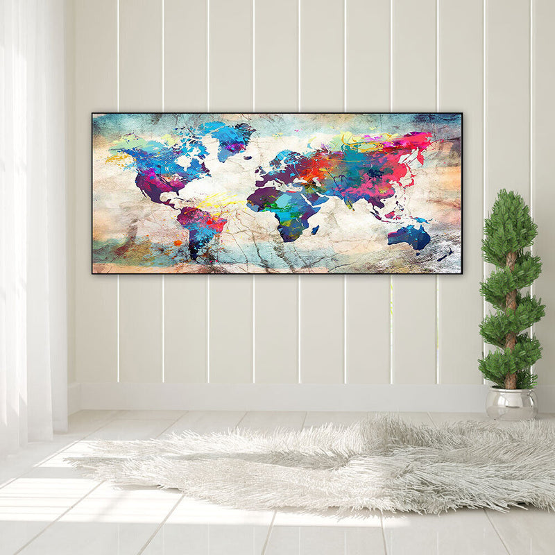 World Map Oil Paint By Numbers Kits Canvas Picture DIY Home Decoration Gift