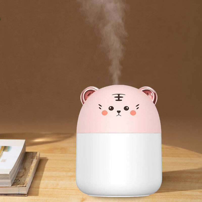 Air Humidifier Cute Tiger Aroma Diffuser with Night Light Cool Mist (Pink)
