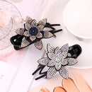 Flower shape Dovetail Barrette Styling Tools Rhinestone Hairpin Hair Clips