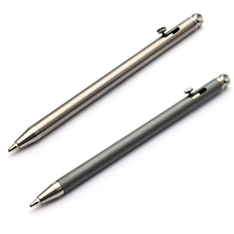 Portable Mini Titanium Ballpoint Pen Outdoor Metal Signature Pens (Gray)