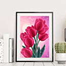 Rhinestone Cross Stitch Flowers Round Diamond Painting Mosaic Kit for DIY Gift