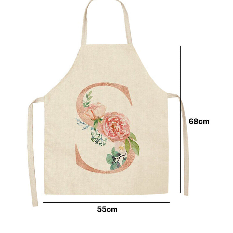 Letters Printed Kitchen Aprons Waterproof Linen Oil-proof Apron (68x55cm)