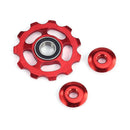 Bicycle Rear Derailleur Wheel Ceramic CNC Road Bike Guide Roller (Red)