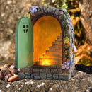 Solar Light Large Fairy Door Elf Steps Stone Door Secret Magical Fairy Garden