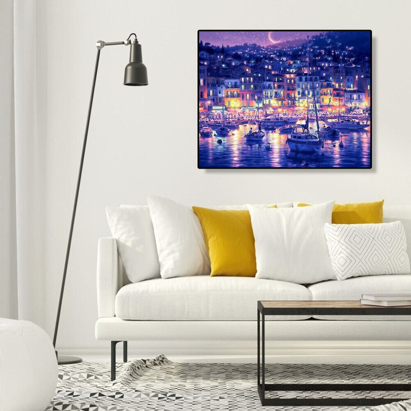 Painting By Numbers DIY Night Sky Ship Canvas Oil Wall Art Picture Ornaments Kit