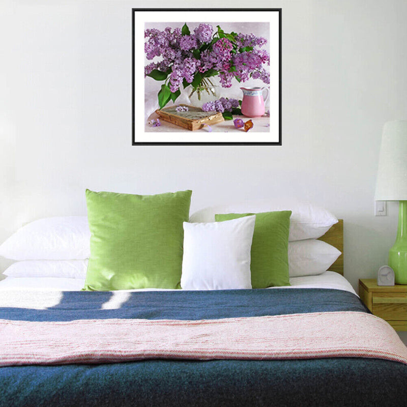 5D DIY Diamond Painting Purple Flowers Cross Stitch Embroidery Mosaic Kit Newly