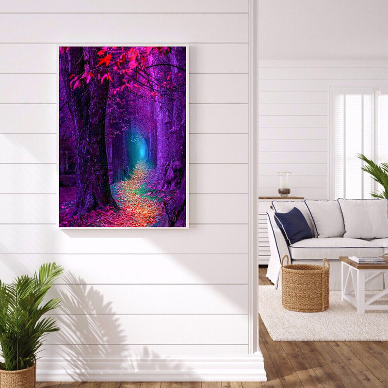 5D Full Drill Art Rhinestone Picture DIY Purple Forest Mosaic Diamond Painting
