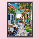 2 Beaches DIY Full Embroidery Flower Street Handmade Printed Cross Stitch Kit