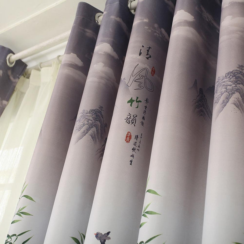 Pastoral Printed Blackout Curtains Window Blinds Drapes Living Room Decor