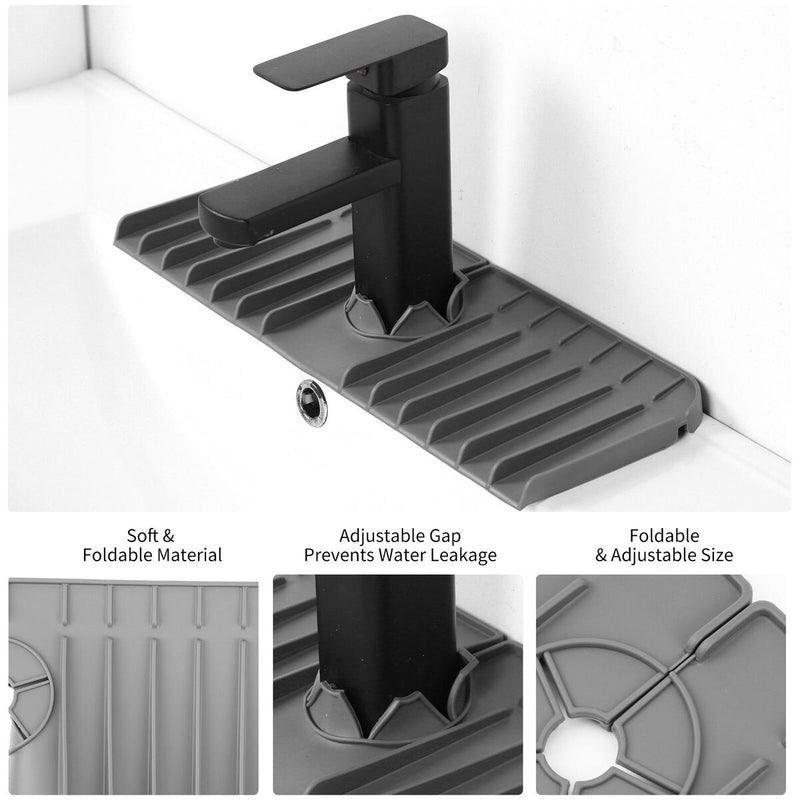 Silicone Kitchen Faucet Absorbent Mat Sink Water Splash Odor Guard (Grey) Newly