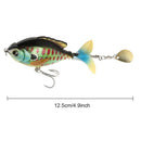 Propeller 9.5cm 16.9g Fish Bait Popper VMC Hooks Rotate Tail Fishing Lure
