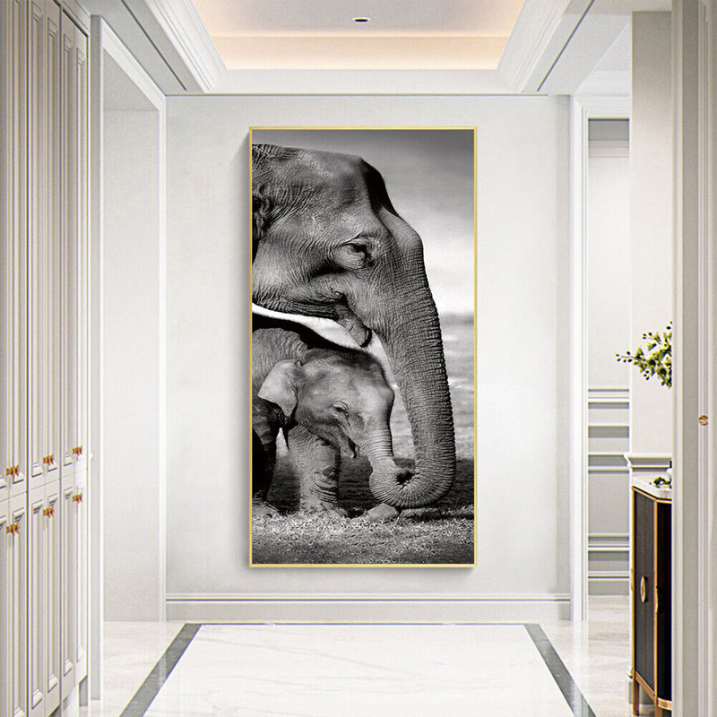 Elephant Mom and Kid Oil Paint By Numbers DIY Home Decoration Gift Wall Art Kit
