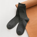 6 Pairs Cotton Soft Mid-calf Stockings Men Autumn Winter Warm Pure Color Socks