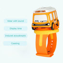#A Mini Cartoon Cars Analog Electronic Watch Wrist Racing Pull Back for Kid Boy